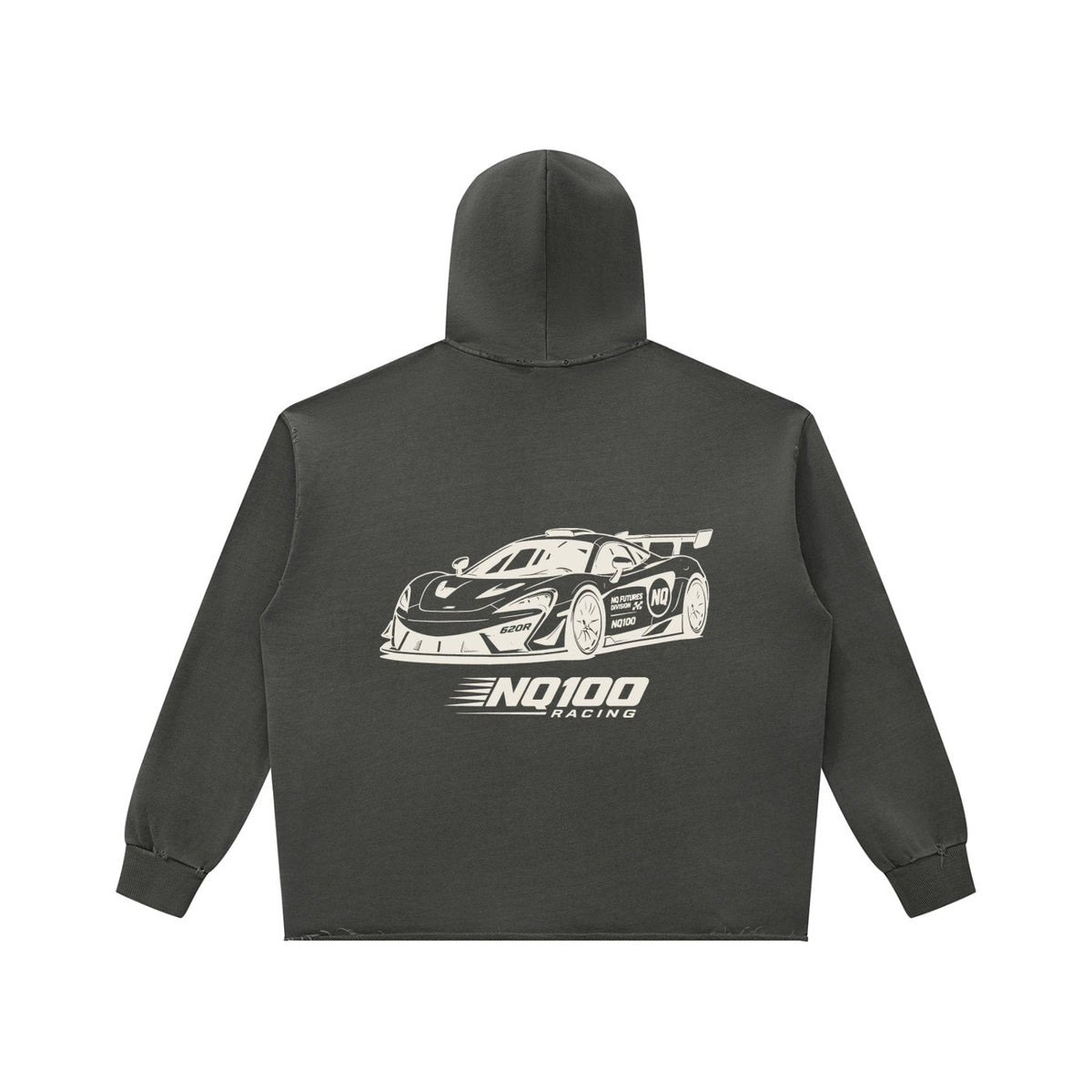 NQ100 Racing 620R Hoodie (100% Cotton) Dark Grey back