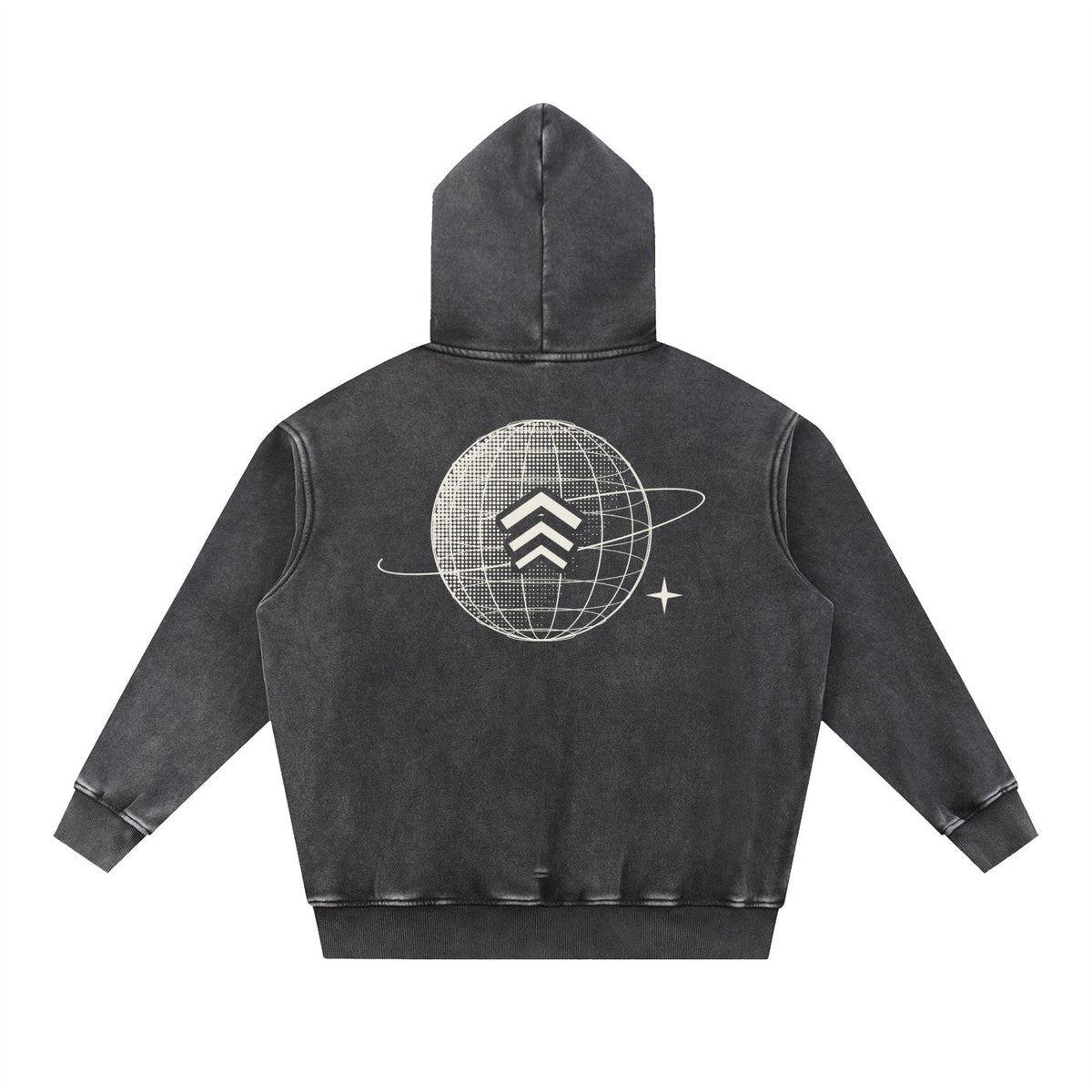 GERBFLOW Globe Halftone Hoodie Washed Black back