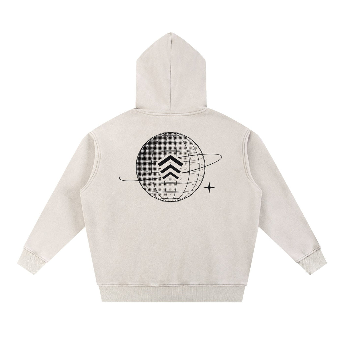 GERBFLOW Globe Halftone Hoodie Washed Bone back
