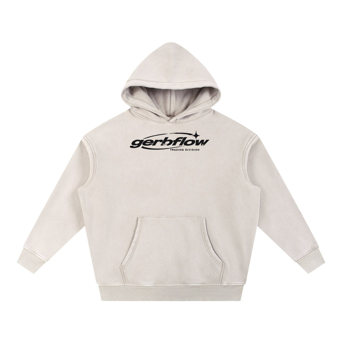 GERBFLOW Globe Halftone Hoodie Washed Bone front