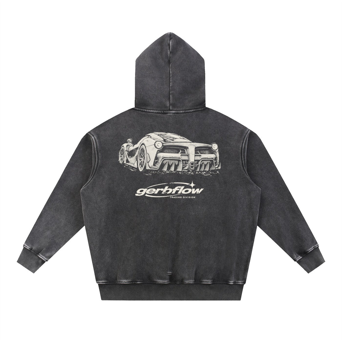 LaFerrari Front / Rear Hoodie Washed Black back