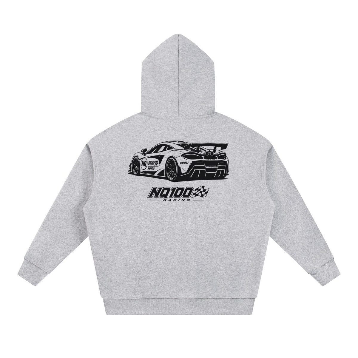 NQ 600LT Front / Rear Hoodie Heather Grey back
