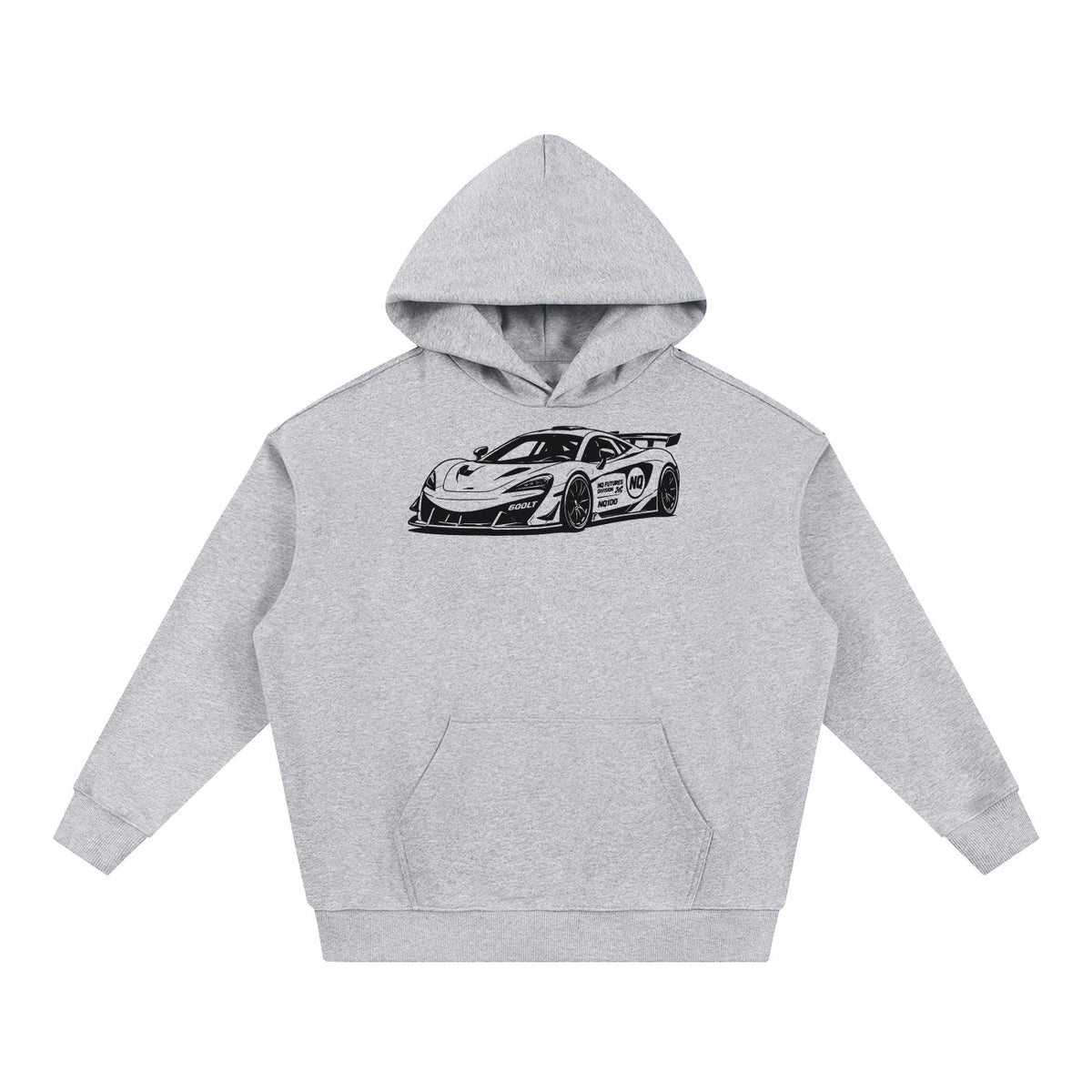 NQ 600LT Front / Rear Hoodie Heather Grey front