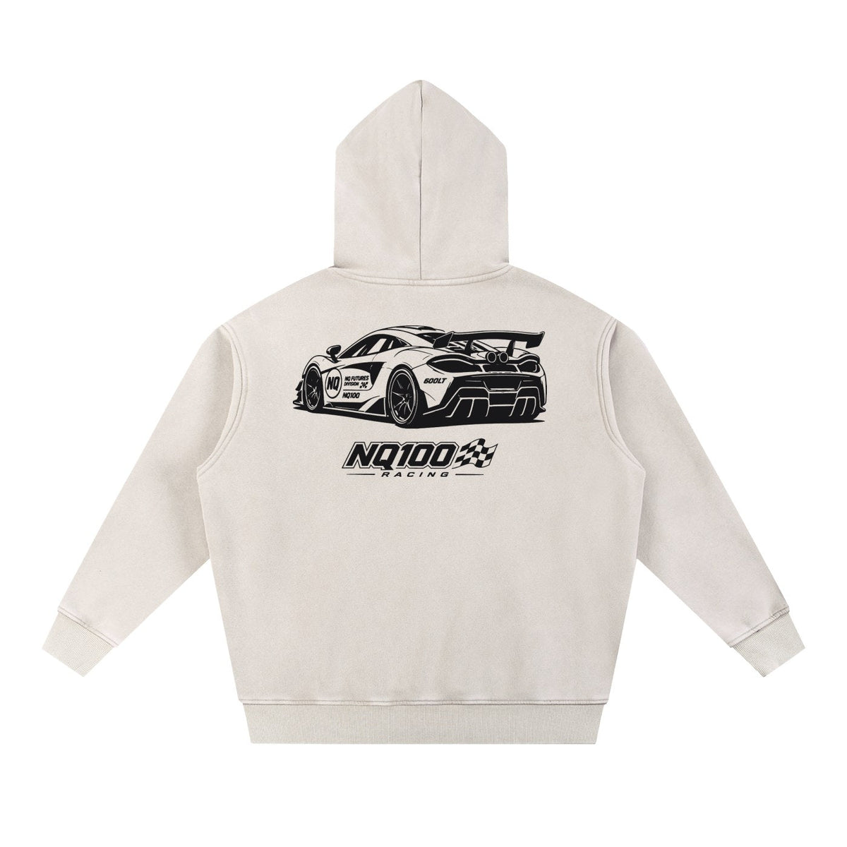 NQ 600LT Front / Rear Hoodie Washed Bone back