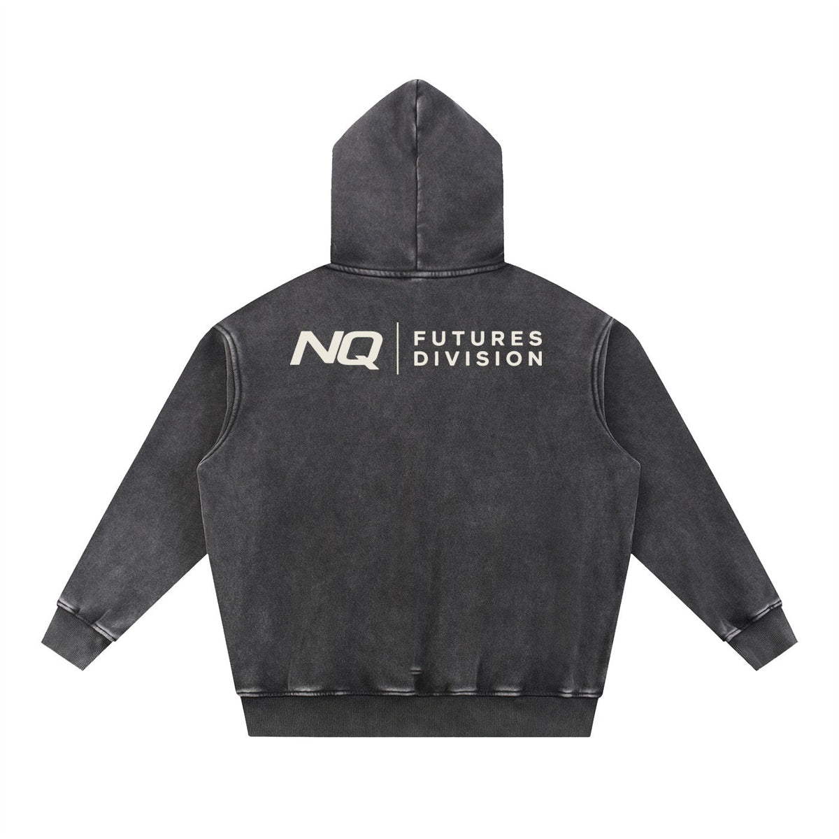 NQ Futures Division Lockup Hoodie Washed Black back