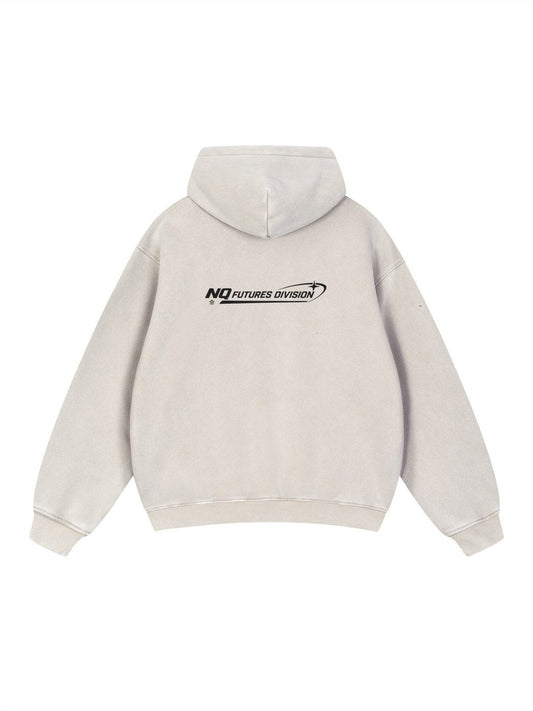NQ Futures Division Wordmark Hoodie Washed Bone back