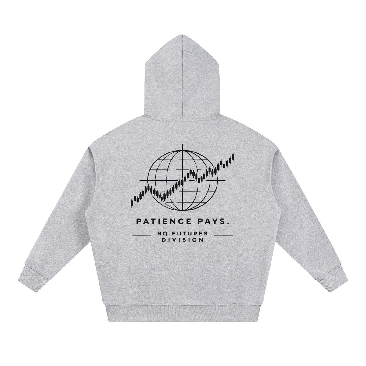 NQ Patience Pays Globe Hoodie Heather Grey back