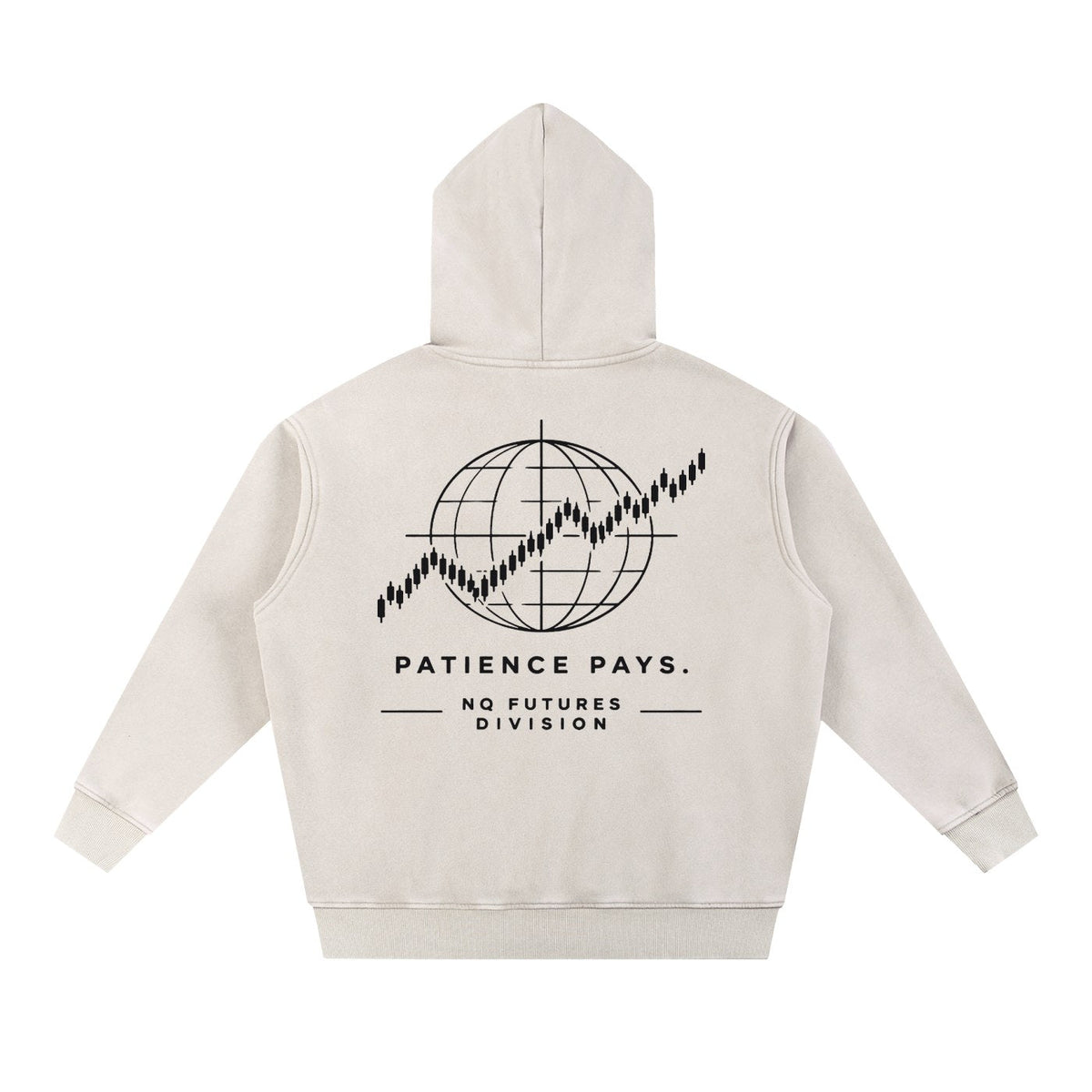 NQ Patience Pays Globe Hoodie Washed Bone back