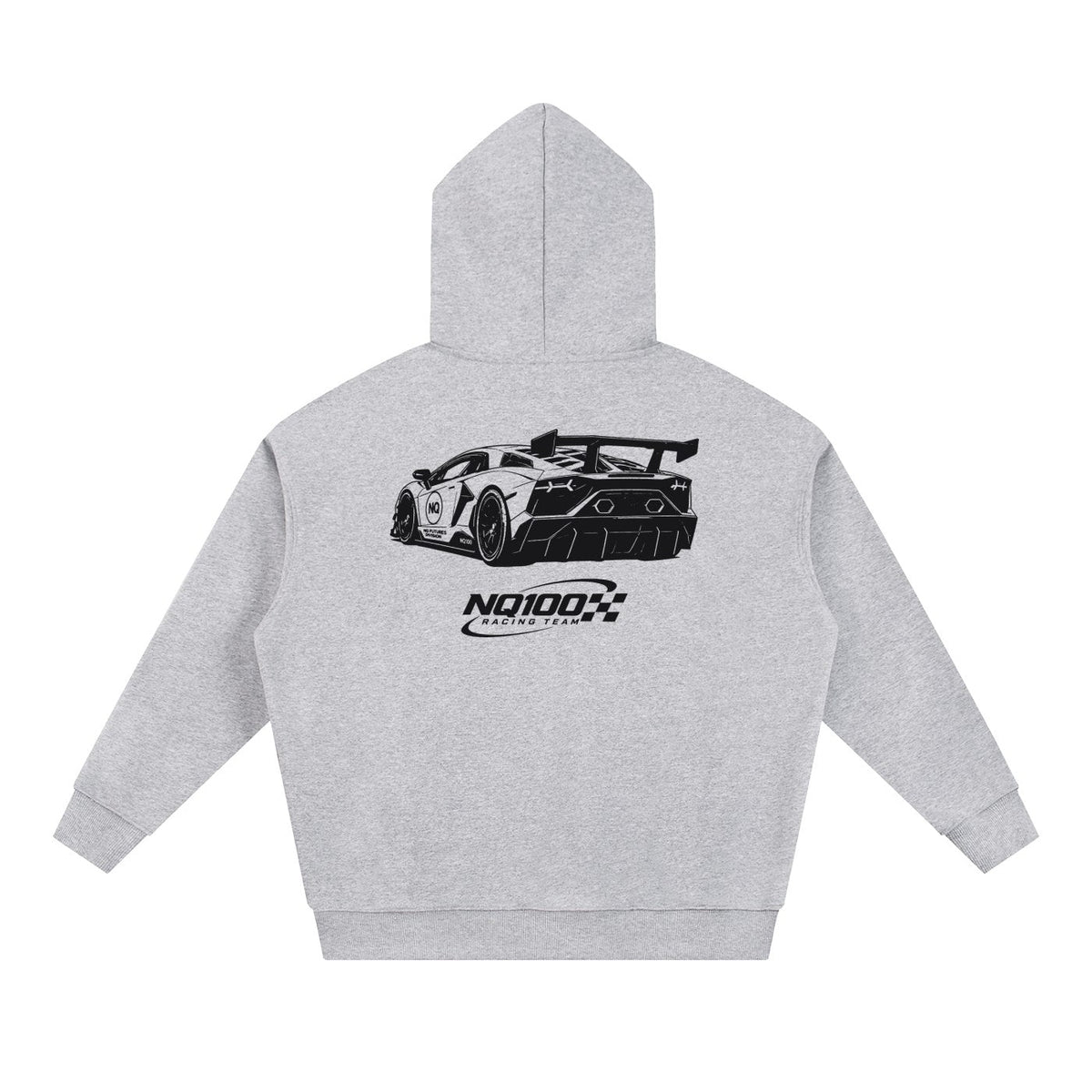 NQ SVJ Front / Rear Hoodie Heather Grey back