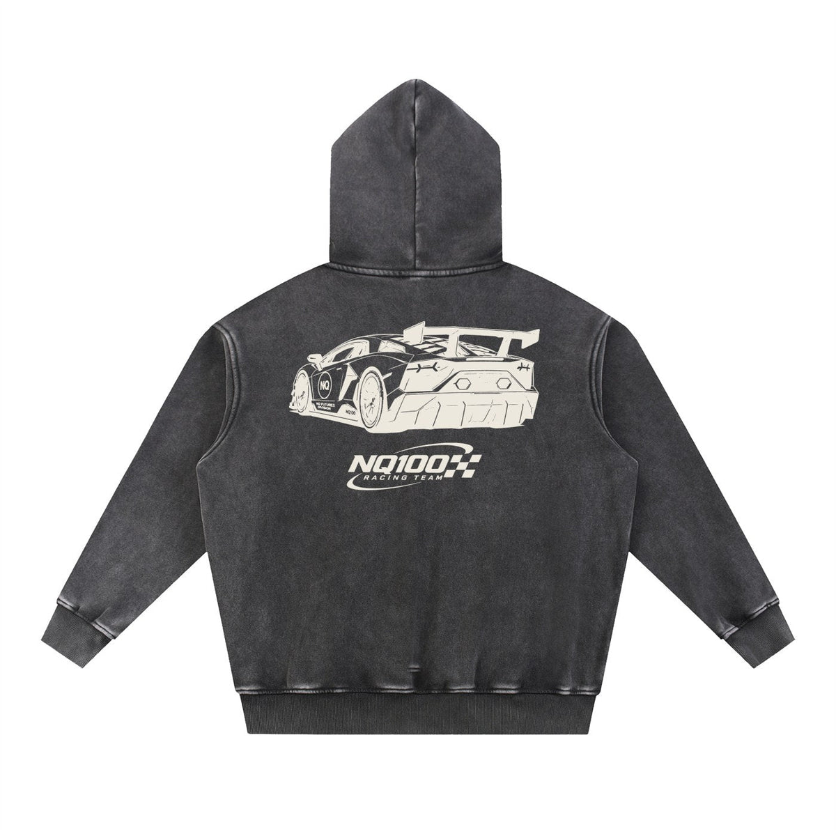 NQ SVJ Front / Rear Hoodie Washed Black back