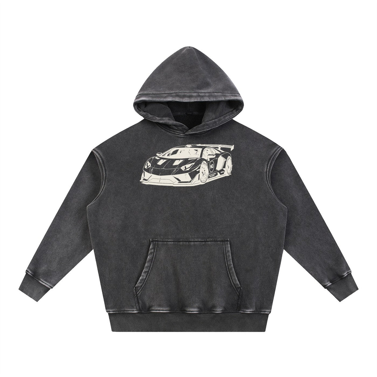NQ SVJ Front / Rear Hoodie Washed Black front