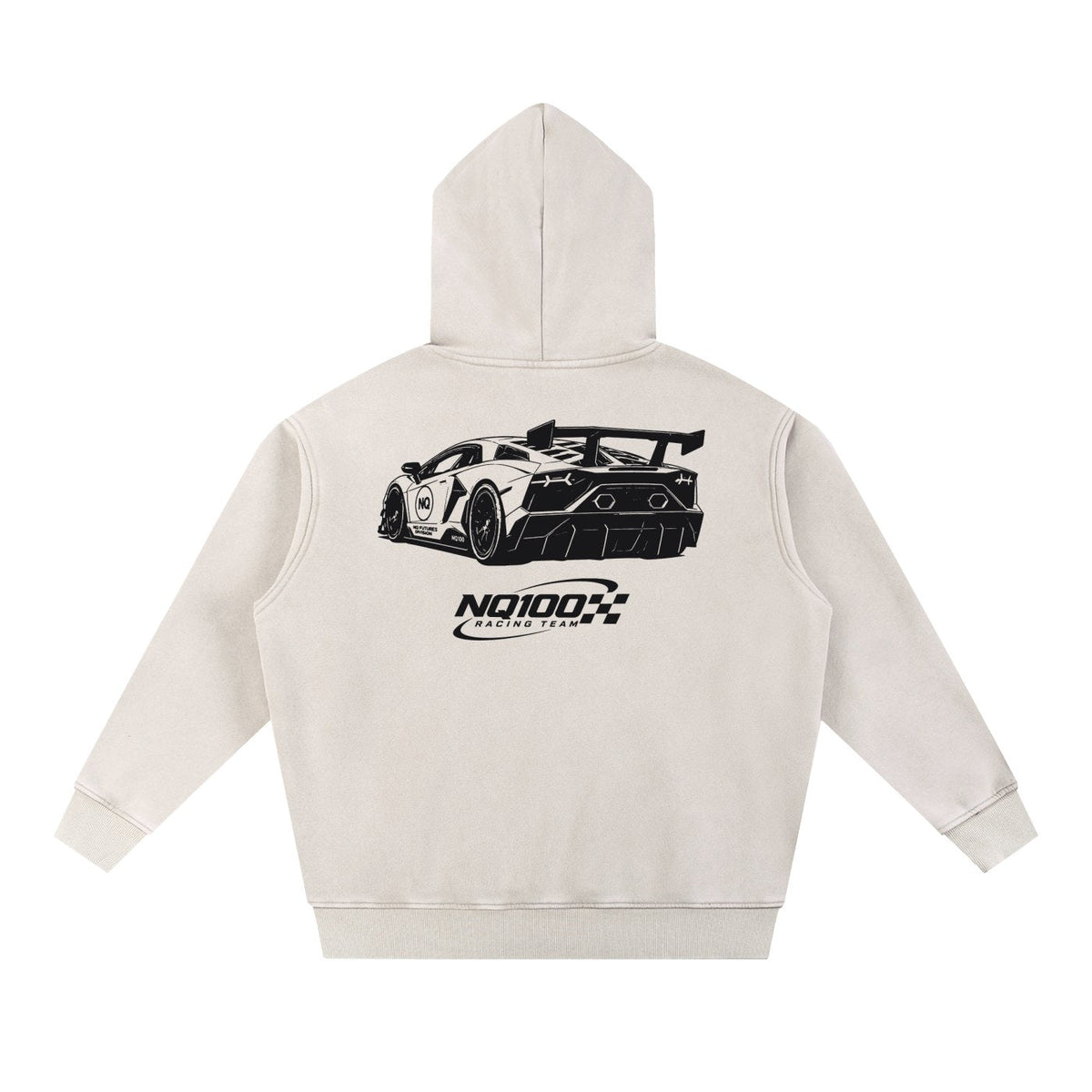 NQ SVJ Front / Rear Hoodie Washed Bone back