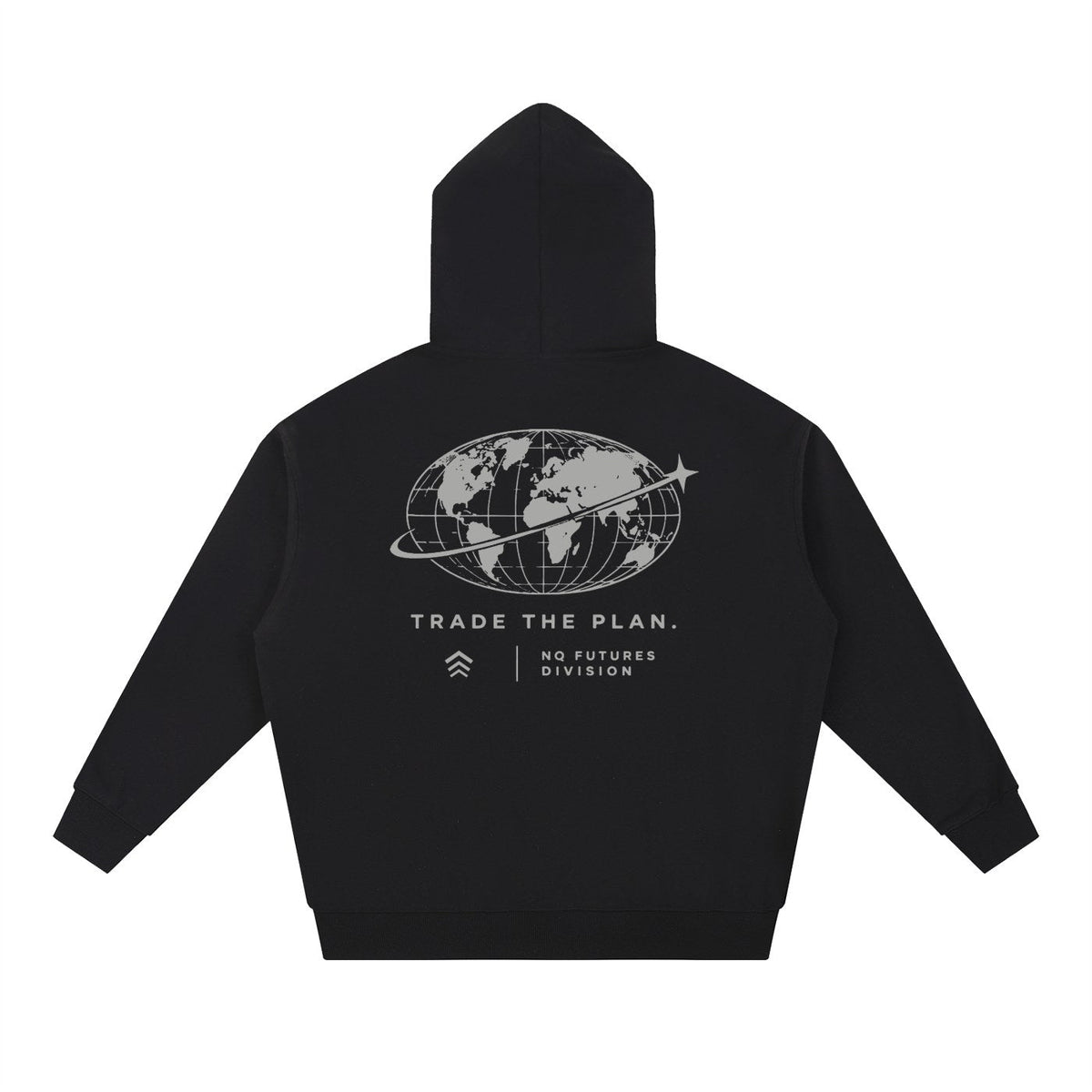 NQ Trade The Plan Globe Hoodie Black back
