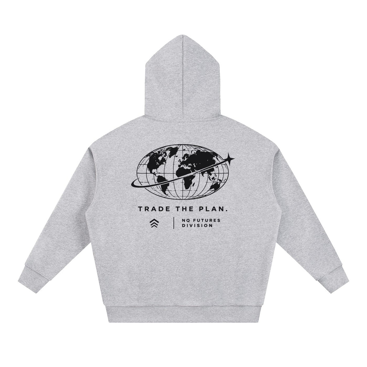 NQ Trade The Plan Globe Hoodie Heather Grey back