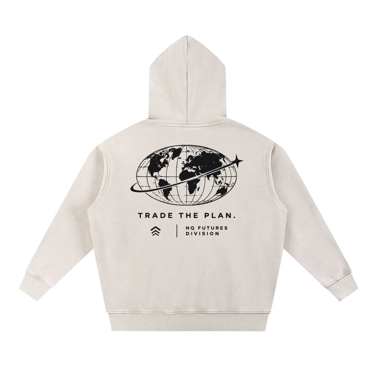NQ Trade The Plan Globe Hoodie Washed Bone back