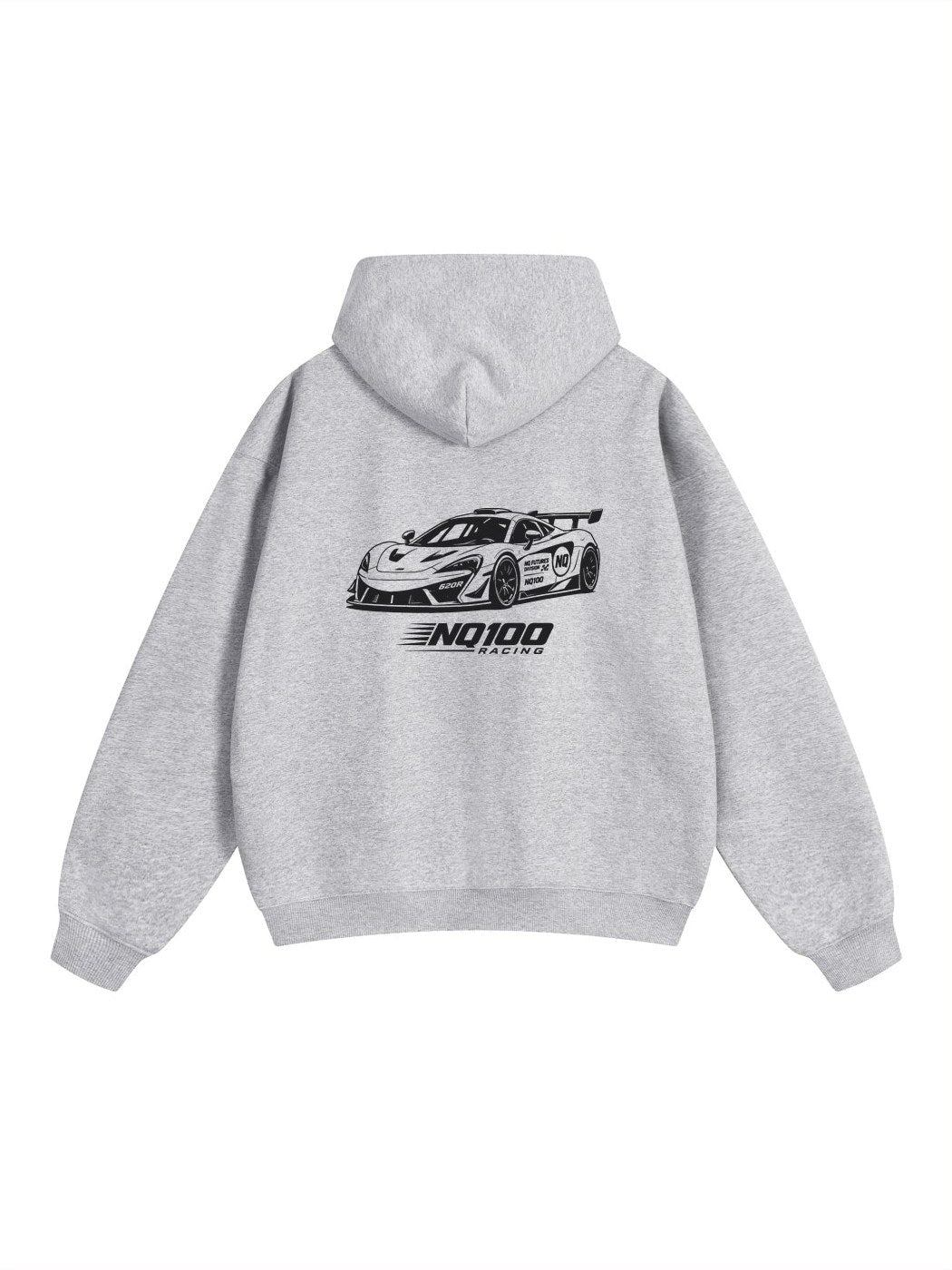 NQ100 Racing 620R Hoodie Heather Grey back