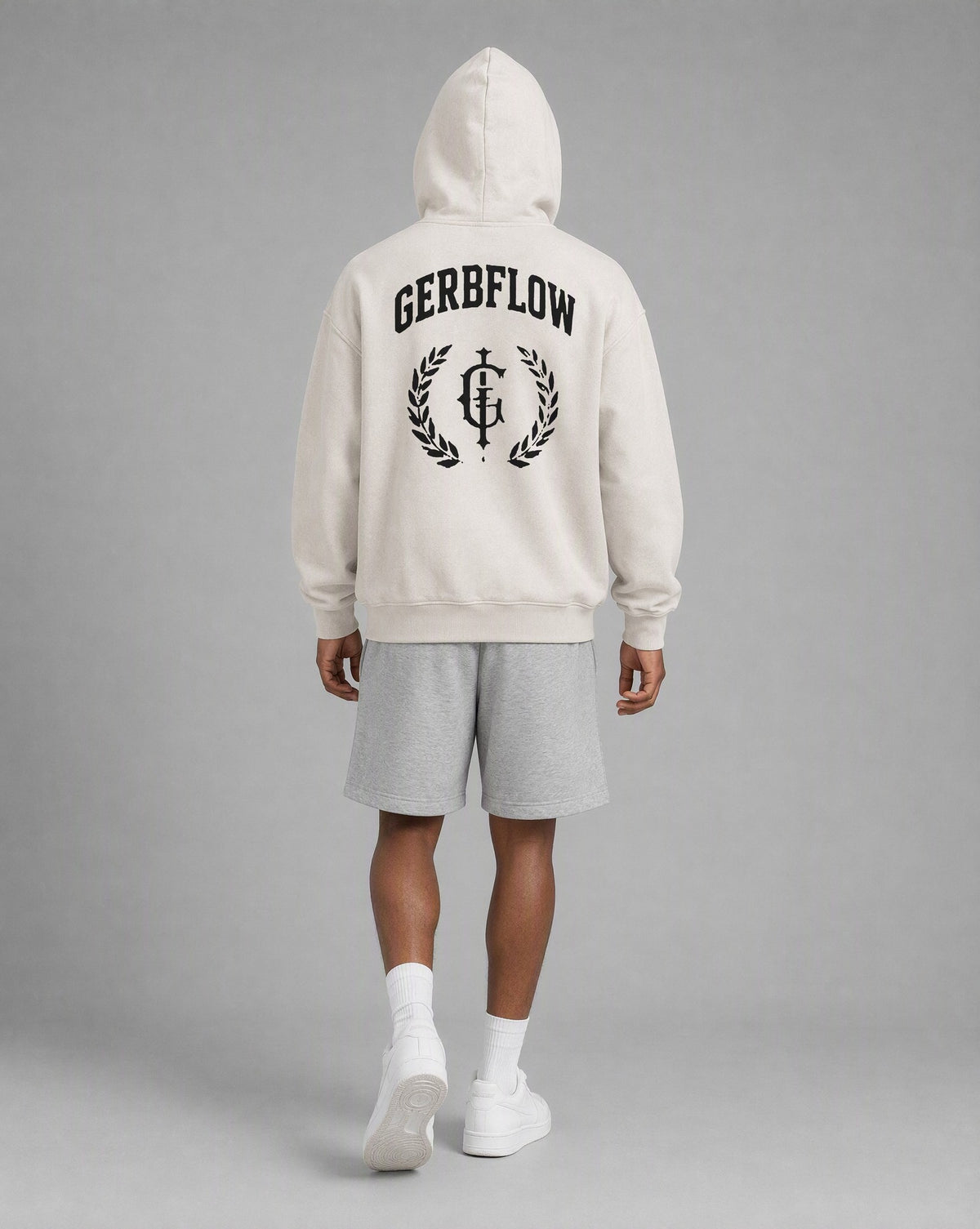 GERBFLOW Laurel Crest Hoodie Washed Bone on model
