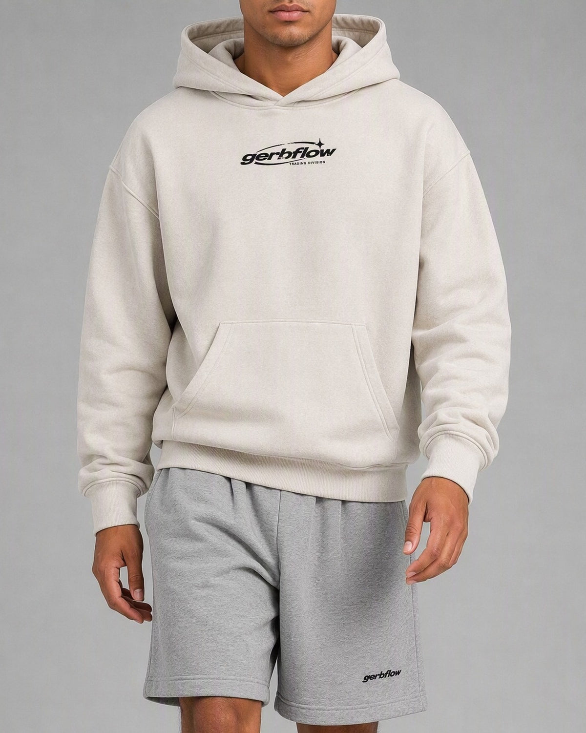 GERBFLOW Laurel Crest Hoodie Washed Bone on model