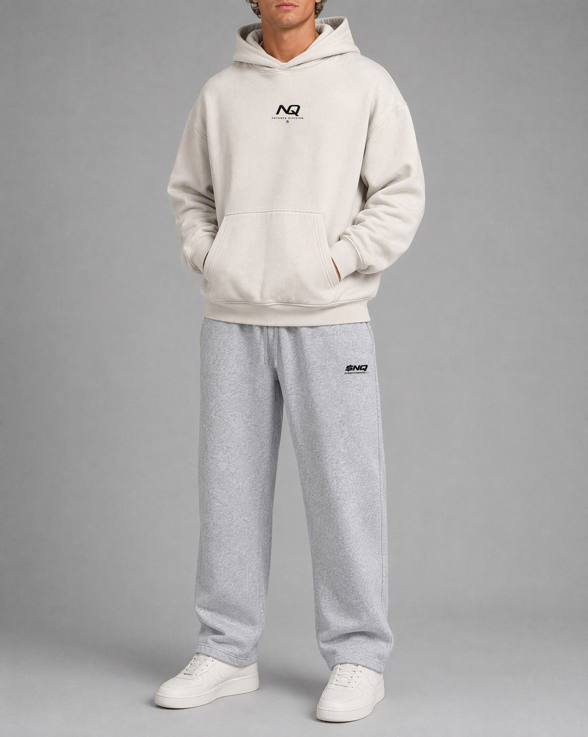 NQ Patience Pays Globe Hoodie Washed Bone on model