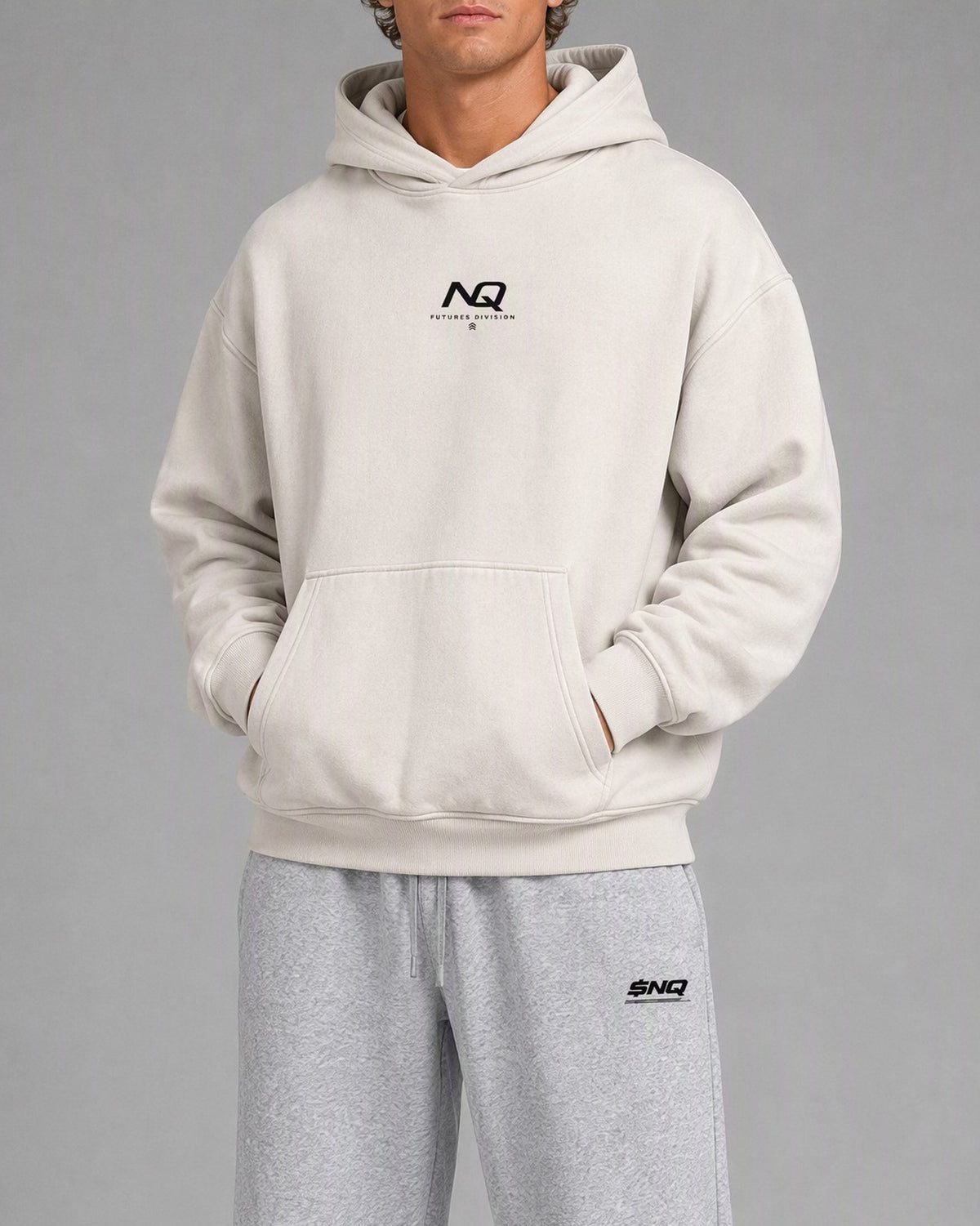 NQ Patience Pays Globe Hoodie Washed Bone on model