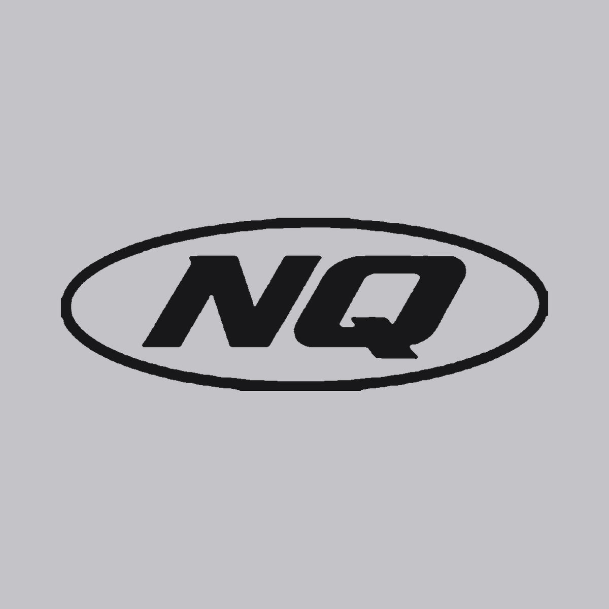 NQ Swoosh Hoodie Heather Grey front print close-up