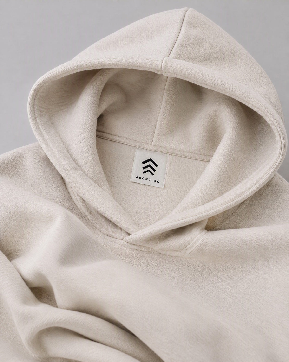NQ Trade The Plan Globe Hoodie Washed Bone neck label
