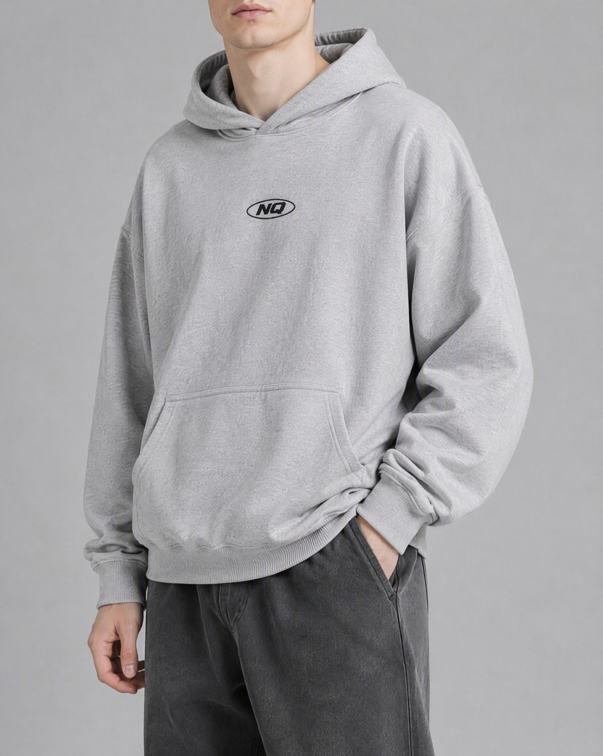 NQ100 Racing 620R Hoodie Washed Bone on model